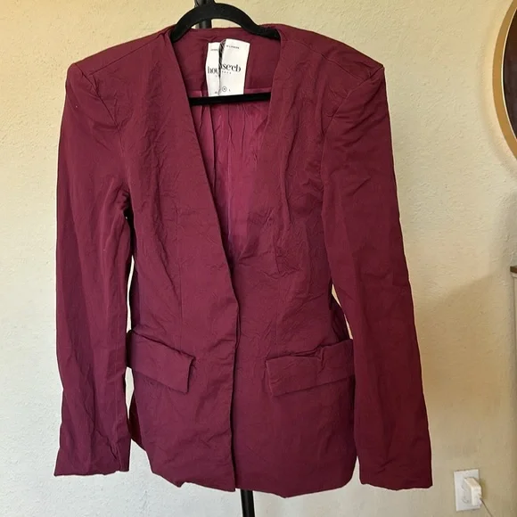 House of‎ CB 'Theodora' Wine Deep V Blazer NWOT size M - Picture 5 of 12